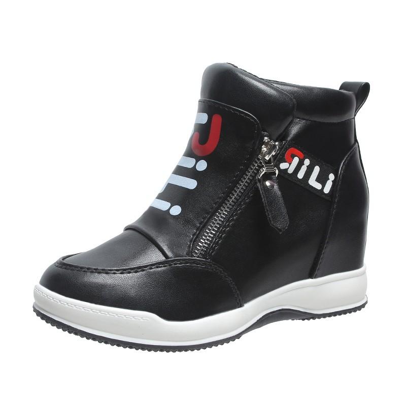 Double zipper high-top shoes