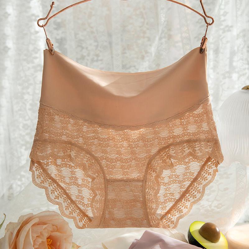 High-waisted silk cotton lace patchwork panties