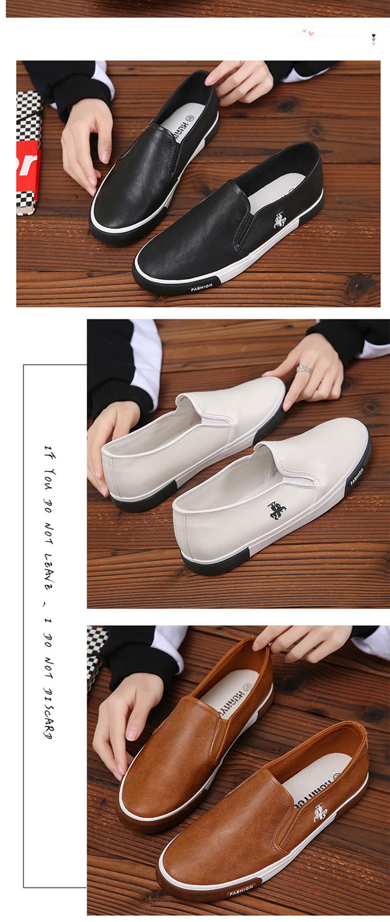 Casual Shoes Men Comfortable PU Leather Mens Loafers Handmade Design Flats Sneakers
