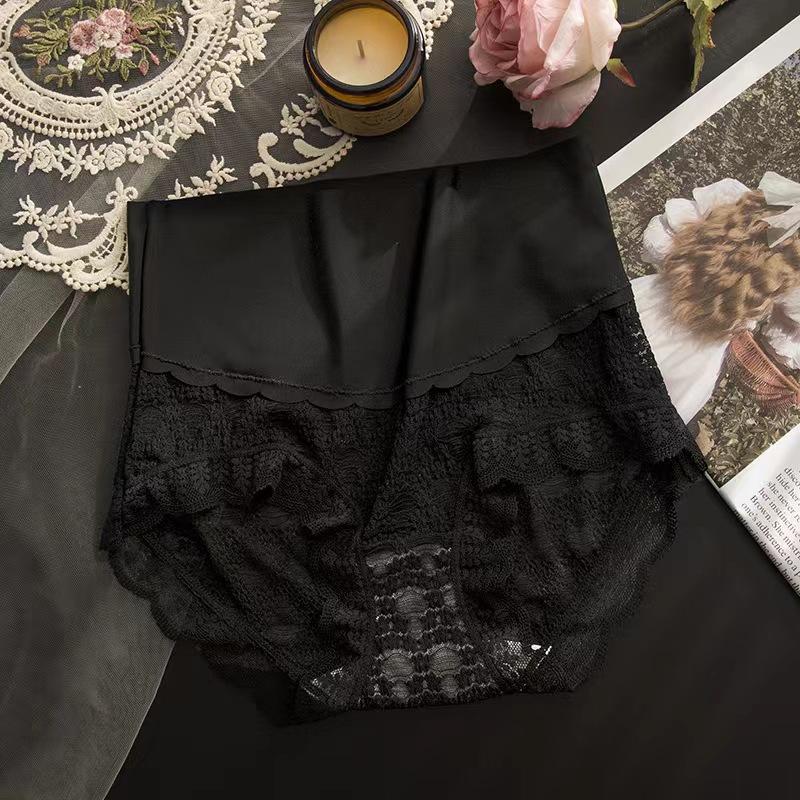 High-waisted silk cotton lace patchwork panties