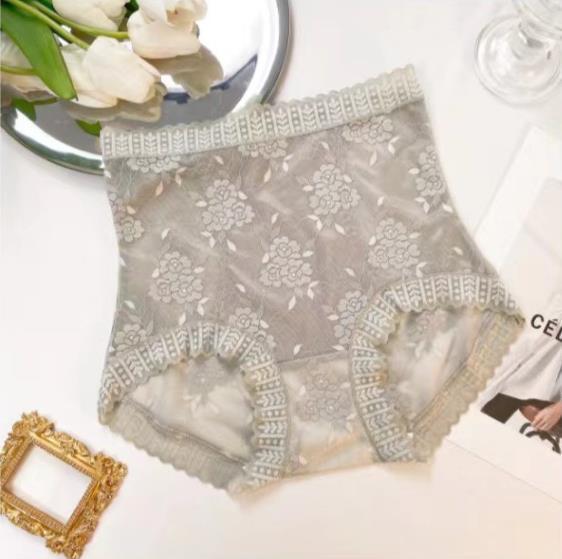 High waist rose embroidered lace panties