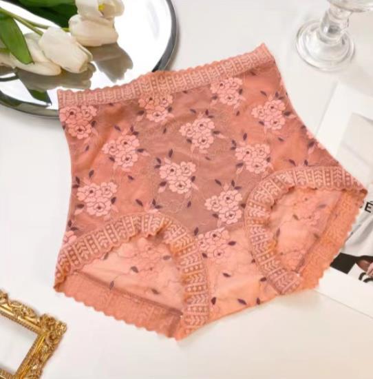 High waist rose embroidered lace panties