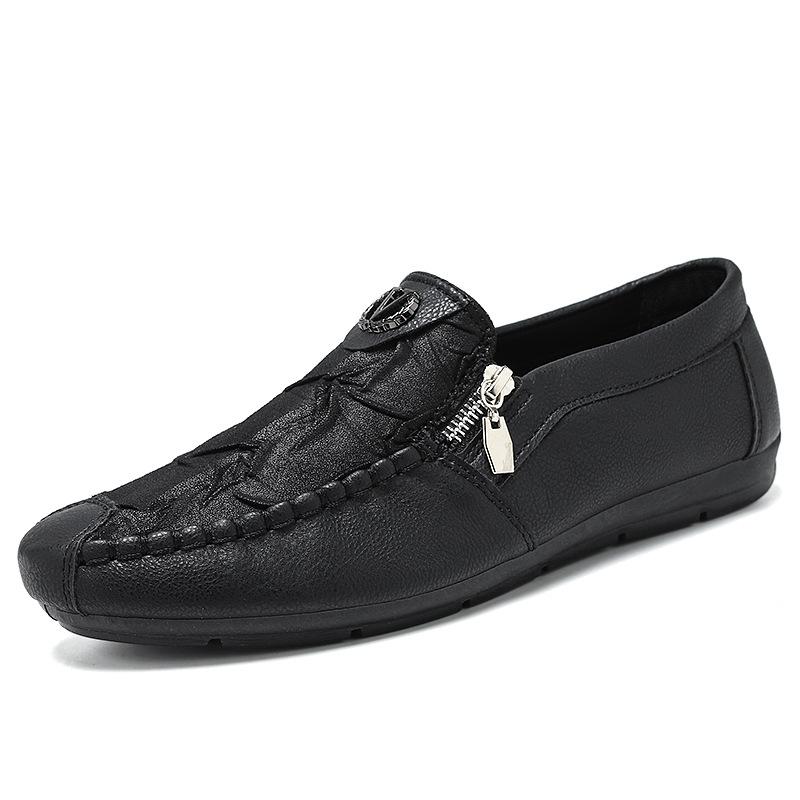 Retro zipper casual leather shoes