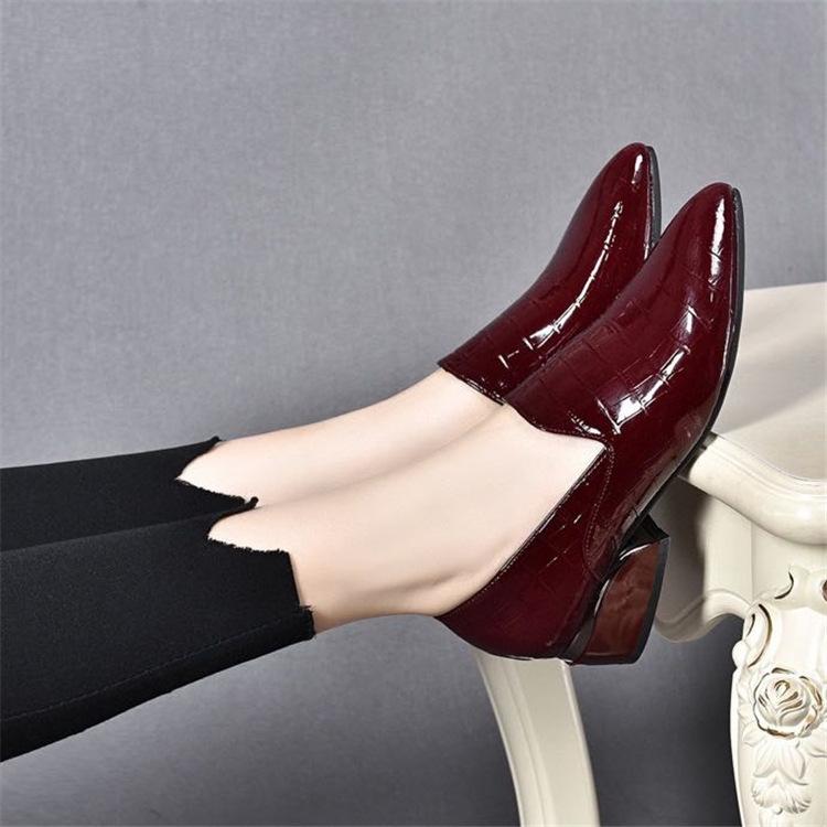 Hand-stitched patent leather side zip block heels